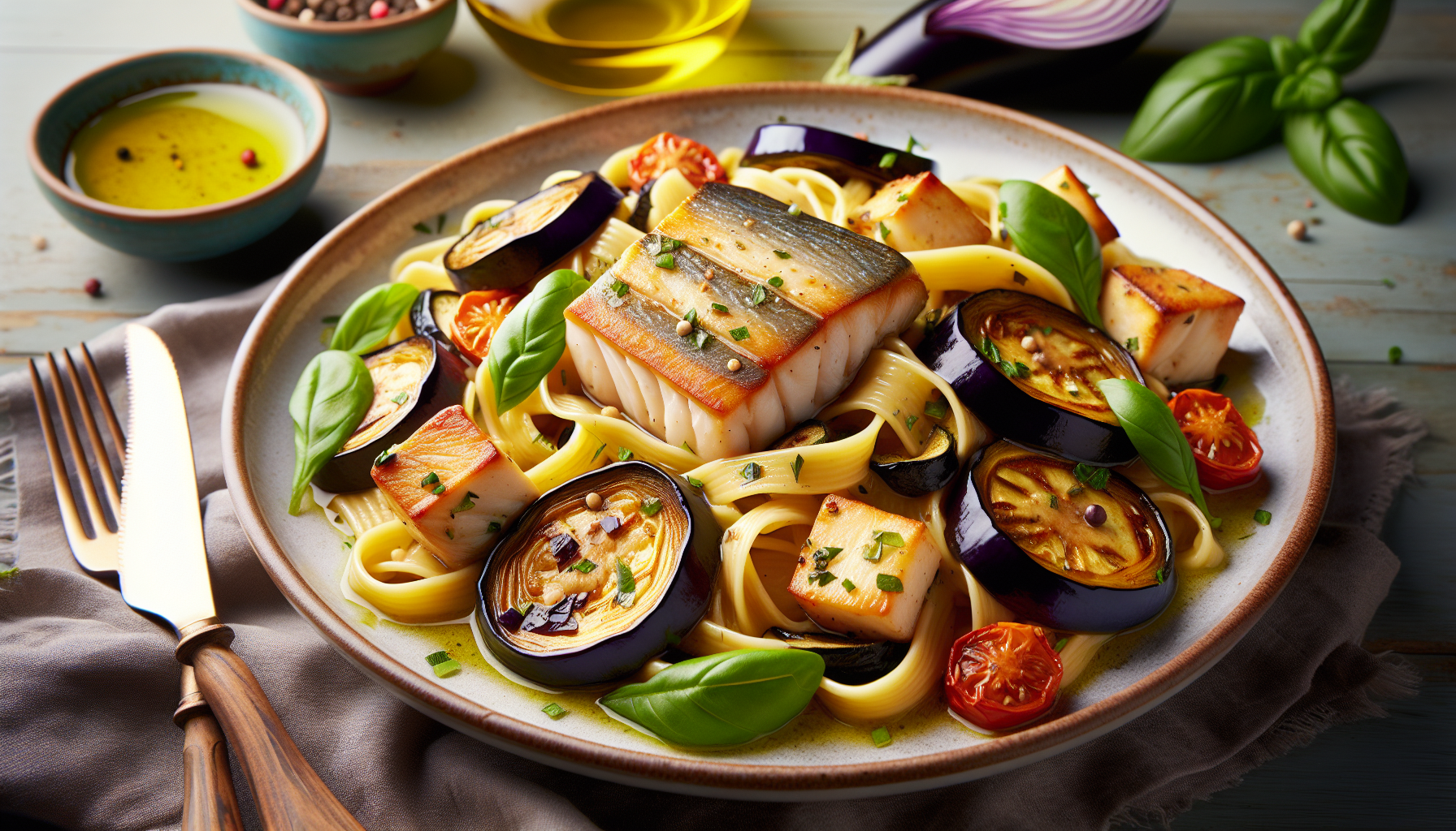 pasta con pesce spada e melanzane